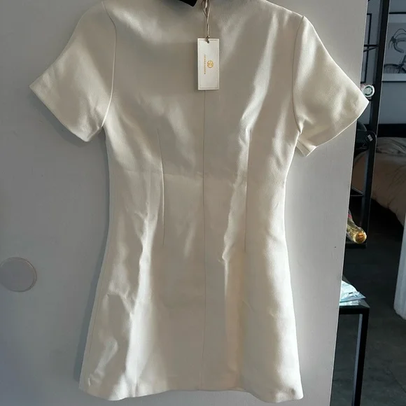 Cream Mini Dress with Black Peter Pan Collar for Wedding Guest - Picture 6 of 6